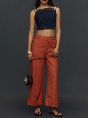 Maeve by Anthropologie | The Ettie High-Rise Crop Wide-Leg Pants: Linen Edition